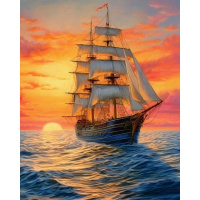 Живопись по номерам (акрил) 40х50см "Парусник на закате" сложность 4, холст на подрамнике МСА2109