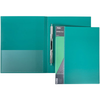 Папка с боковым пружинным скоросшивателем "Standard" А4 пластик 0,70мм с внут.карманом зеленая 03848