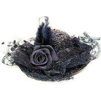 Шляпа-заколка 12см с пером, черная Y1832-14