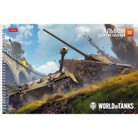 Альбом для рисования А4 30л "Танки" на спирали, перфорация на отрыв, 5 дизайнов 074761