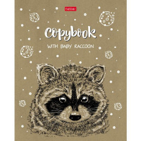 Тетрадь А5 48л клетка "С милыми зверьками" на скобе крафт 5 дизайнов 48Т5В1/066339