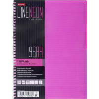 Тетрадь А4 96л клетка "Liine neon. Розовая" на спирали, пластиковая обложка с разделителями