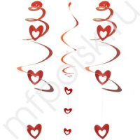 Подвеска "Каскад Сердец" 15х15см, спираль 52см, 3шт/уп