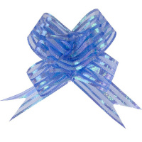 Бант - шар 5см диаметр 13см Полосы матовый синий Y7014-18