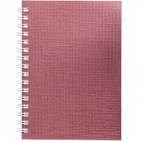 Записная книжка А6 80л клетка на спирали, бумвинил металлик розовый 80ЗК6бвВ1гр