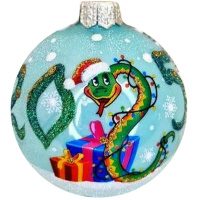 Шар 65мм "Змея с гирляндой" в подарочной упаковке КУ-65-244015