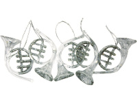 Набор ёлочных украшений "Труба, скрипка" 7см 4шт/уп золото,серебро Y732-11