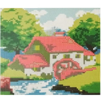 Алмазная мозаика 21х25см "Домик мельника" частичная выкладка ZS2235