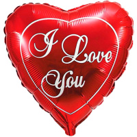 Шар возд. Сердце красное "Я тебя люблю" 45см (18") фольга И-1