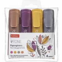 Набор маркеров текстовыделителей "V-tone Metallic" 4шт, клиновидный наконечник, толщина линии 1-5мм