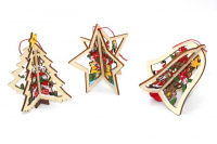 Ёлочное украшение "Новогоднее" 10х9см дерево 3 вида Y5007-17