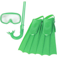 Набор д/плавания (ласты, маска, трубка, беруши) размер L, зеленый Y10925-24