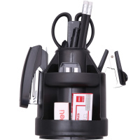 Набор настольный 11х11х17см 15 предметов, вращающийся, пластик, черный E38250A