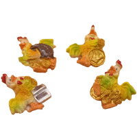 Магнит Петух с деньгами 4см белый, смола Y3580-16