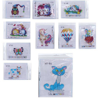 Набор для вышивания крестом №4 14х20см 10 дизайнов (схема, канва, игла, нитки) M-11887