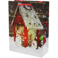 Пакет подарочный "Новогодние фонари" 31х42х12см 4 вида SK2385