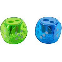 Точилка 2 отв. "Funsharp. Кубик" с контейнером, пластик 2 цвета 35-0025