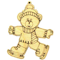 Подвеска "Медведь на коньках" 9см фанера 3мм 680014