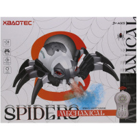 Паук р/у 30х24х10см с аккумулятором, пластик, бело-серый (свет, звук, пар) LT383315