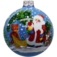 Шар 65мм "Дед Мороз и зверюшки" в подарочной упаковке КУ-65-214070