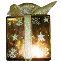 Ёлочное украшение "Подарок" 15*15см золото, пластик Y311-12