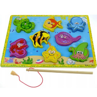 Пазл-игра "Рыбалка" 30х22см на магнитах, дерево (1 удочка, 8 рыбок) 11389-24