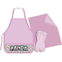 Набор для труда "Панды и сердечки" 54х46см (накидка, нарукавники, клеенка) розовый ННФК-1