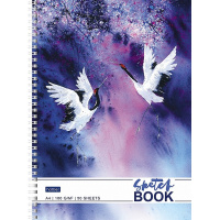 Скетчбук А4 21х29,7см 50л 100г/м2 "Журавлиная песня" спираль, твердая обложка 075968