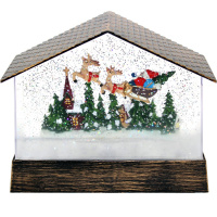 Сувенир "Дом. Дед Мороз" 17см 8 мелодий (свет, звук) JYX-2036