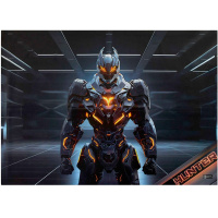 Пленка для труда "Огненный робот" 50х70см, черная с рисунком пвх 130мкм 69115