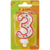 Свеча д/торта "Красное конфетти" 3, 7см 108100