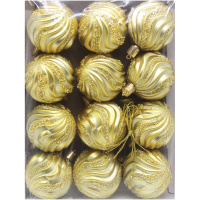 Набор шаров 60мм 12шт золото с узорами M-42016-6