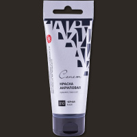 Краска акриловая 75мл черная туба с европодвесом Сонет 28109810