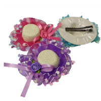 Заколка д/волос "Шляпа" 6цв. металл+ткань 7*7*2см Y1831-14