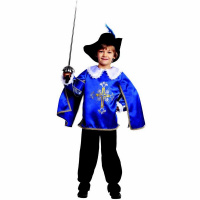 Карн.костюм Мушкетер р.32 рост 122см синий (плащ, брюки, шляпа) 7003-1-122-64