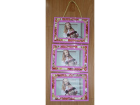 Рамка для фото 10х15см пластик, 3 фотографии, на веревке, 3 цвета Y1887-14/RD09-3