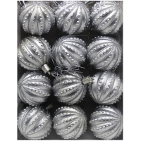 Набор шаров 60мм 12шт серебро с узорами M-42014-6