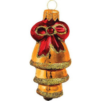 Ёлочное украшение "Колокольчик с бантом" h-9см в подарочной упаковке Ф263