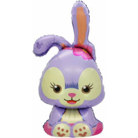 Шар воздушный 41см(16") на палочке "Мини. Зайка сиреневый" с клапаном, фольга 23615