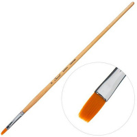 Кисть синтетика плоская №6 длинная ручка 139683