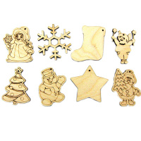 Набор миниатюр "Новогодний №2" 6см 8шт/уп фанера 3мм 790010