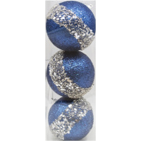 Набор шаров 80мм 3шт синий с серебристыми блестками A1-31496BL+S8