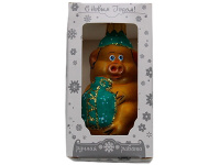 Ёлочное украшение "Свинка с подарком" h-8см в подарочной упаковке ФУ-282