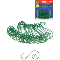 Набор металлических крючков 5х2,5см 40шт. для ёлочных украшений, зеленые НУ-6176