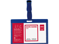 Бейдж 100х68мм горизонтальный, с зажимом, пластик синий Е5742