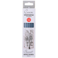 Набор карандашей чернографитных 12шт "Сонет" 2Н-8В, картон 12941432