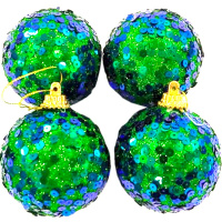 Набор шаров 60мм 4шт синий, переливающийся Y5215-17