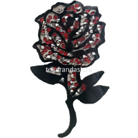 Термоаппликация со стразами "Роза" 10х5см Y8029-18