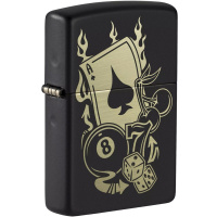 Зажигалка "Gambling Design" 38x13x57мм латунь/сталь, чёрная, матовая 49257/59781