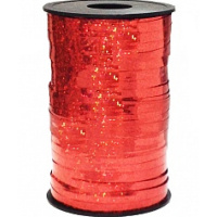 Лента упаковочная 0,5см х 1м, голография, красная Y7026-18